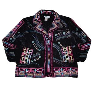Vintage Coldwater Creek Velvet Embroidery Boho Southwestern Jacket
